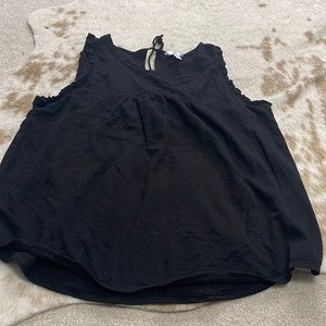 Time and tru black ruffled sleeve tank top